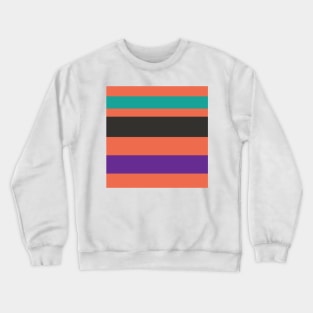 A scarce harmonization of Light Red Ochre, Faded Orange, Purple, Blue/Green and Dark Charcoal stripes. Crewneck Sweatshirt